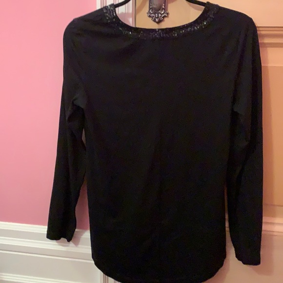 Ladies Olsen Europe V-Neck Sequin Hi-Lo top Sz S-M - Picture 3 of 6